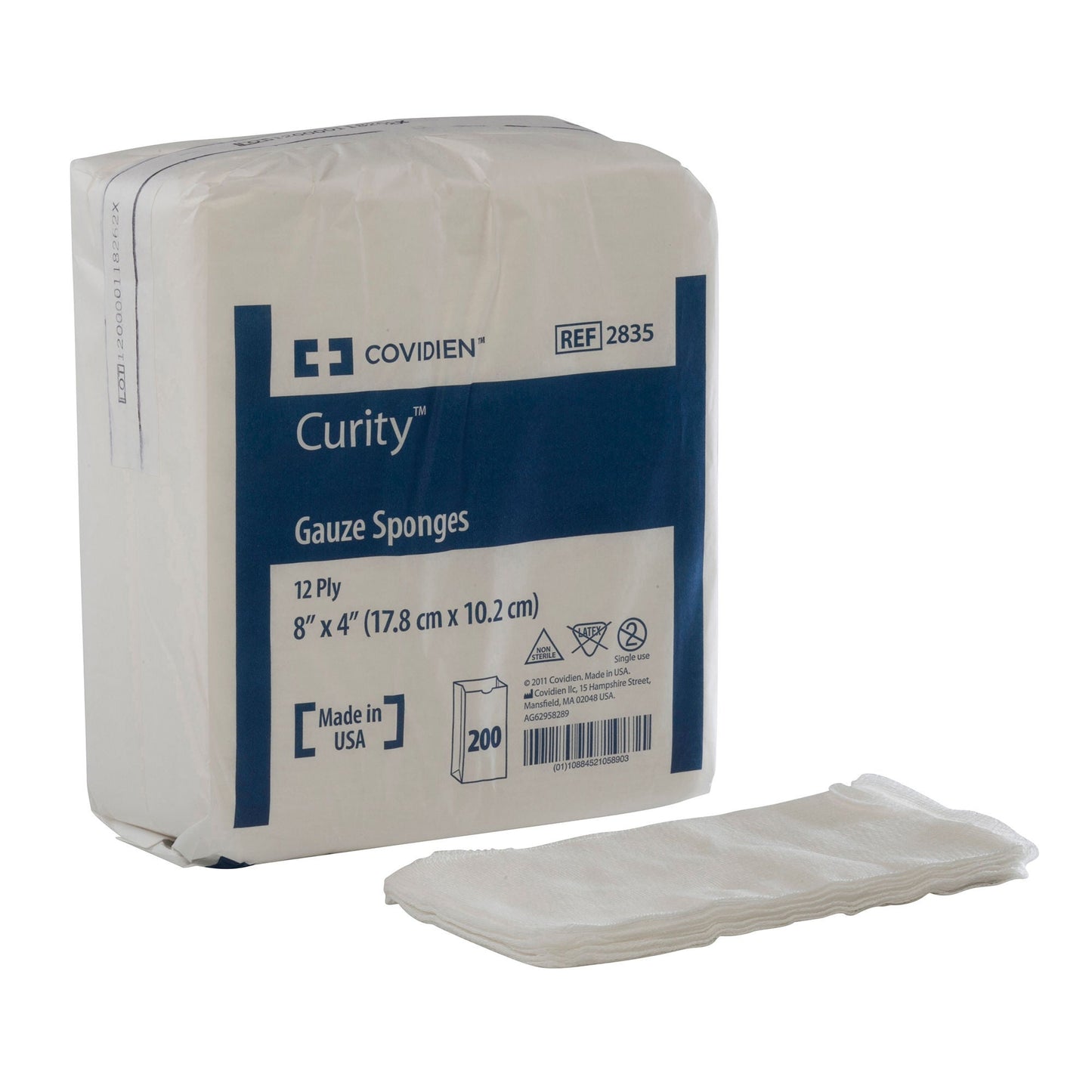 SPONGE, GAUZE 12PLY 4"X8" (200/BG)