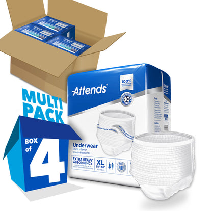 UNDERWEAR, ATTENDS X-ABSORBENCY DISP XLGE (25/BG 4BG/CS)