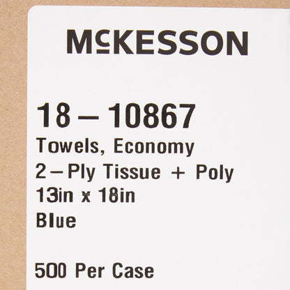 TOWEL, PRO 2PLY ECON BLU 13X18(500/CS)