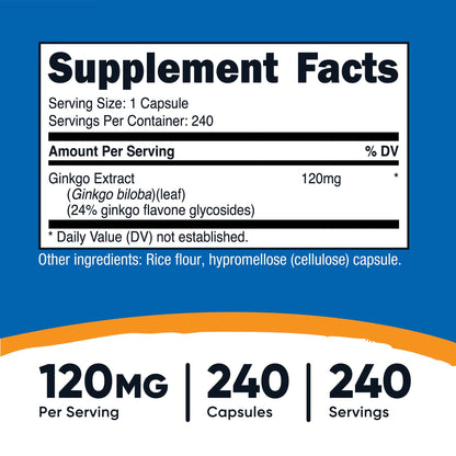 VITAMIN, CAP GINKGO BILOBA 120MG (240/BT 12BT/CS)