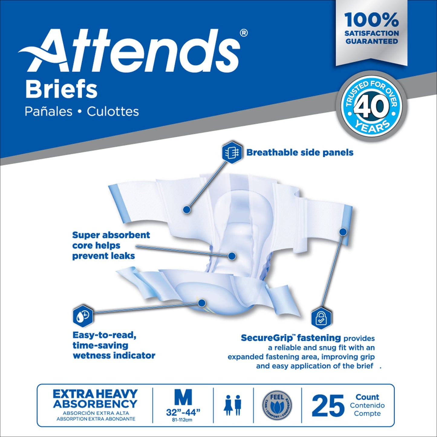 BRIEF, ATTENDS XHEAVY ABSORBENCY MED (25/BG 4BG/CS)
