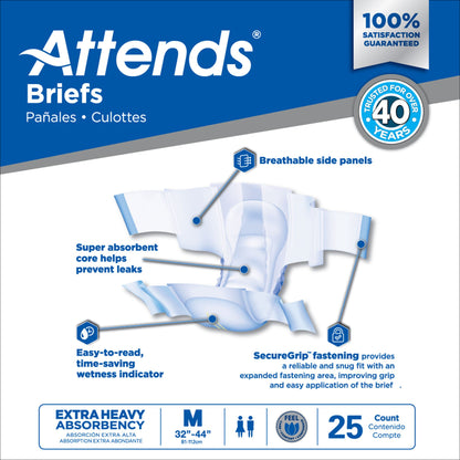 BRIEF, ATTENDS XHEAVY ABSORBENCY MED (25/BG 4BG/CS)