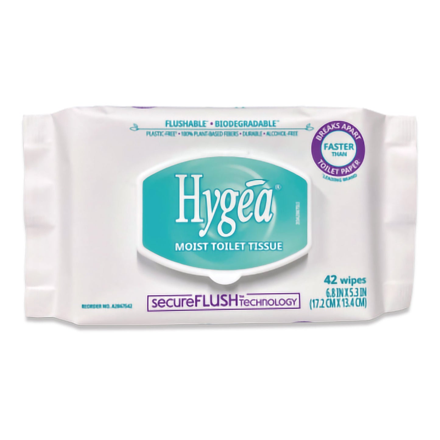 WIPE, TOILET FLUSHABLE HYGEA MOIST (42/PK 12PK/CS)