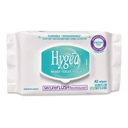 WIPE, TOILET FLUSHABLE HYGEA MOIST (42/PK 12PK/CS)