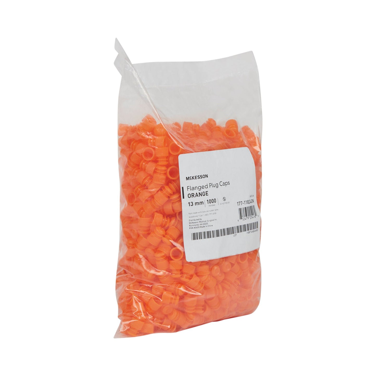CAP, VAC TUBE ORG 13MM (1000/BG 20BG/CS)