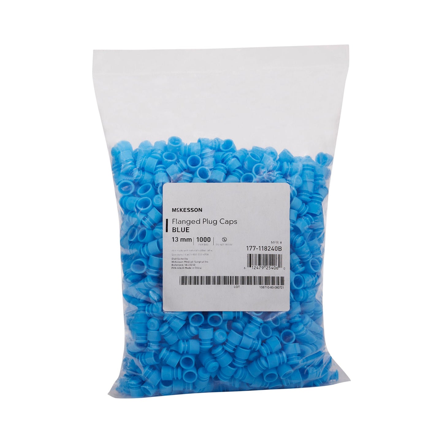 CAP, VAC TUBE BLU 13MM (1000/BG 20BG/CS)