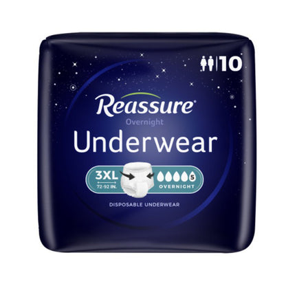 PAD, INCONT REASSURE PREM COTTON MODRT LONG (20/BG 6BG/CS)
