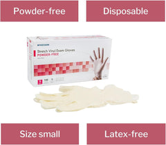 McKesson Vinyl Exam Gloves, Non-Sterile, Powder-Free, Small, 100 Count, 10 Boxes, 1000 Total