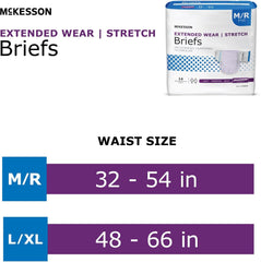 McKesson Extended Wear Stretch Briefs, Incontinence, Maximum Absorbency, Medium, 14 Count, 4 Packs, 56 Total