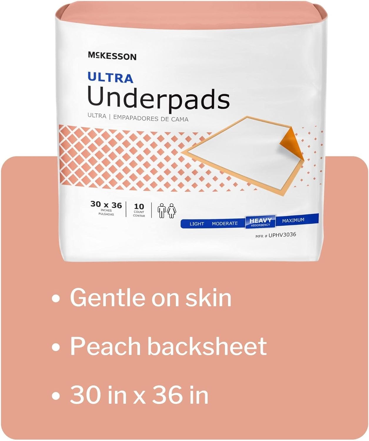 McKesson Ultra Underpads, Adult Incontinence Bed Pads, Chux, Disposable, Heavy Absorbency, 30 in x 36 in, 200 Count