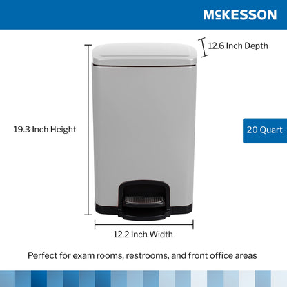 WASTECAN, STEP-ON SQ METAL WHT20QT
