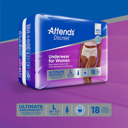 UNDERWEAR, DISCREET ATTENDS FML LG (18/BG 4BG/CS)
