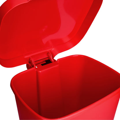 WASTECAN, STEP-ON RECTGL PLAS RED 32QT