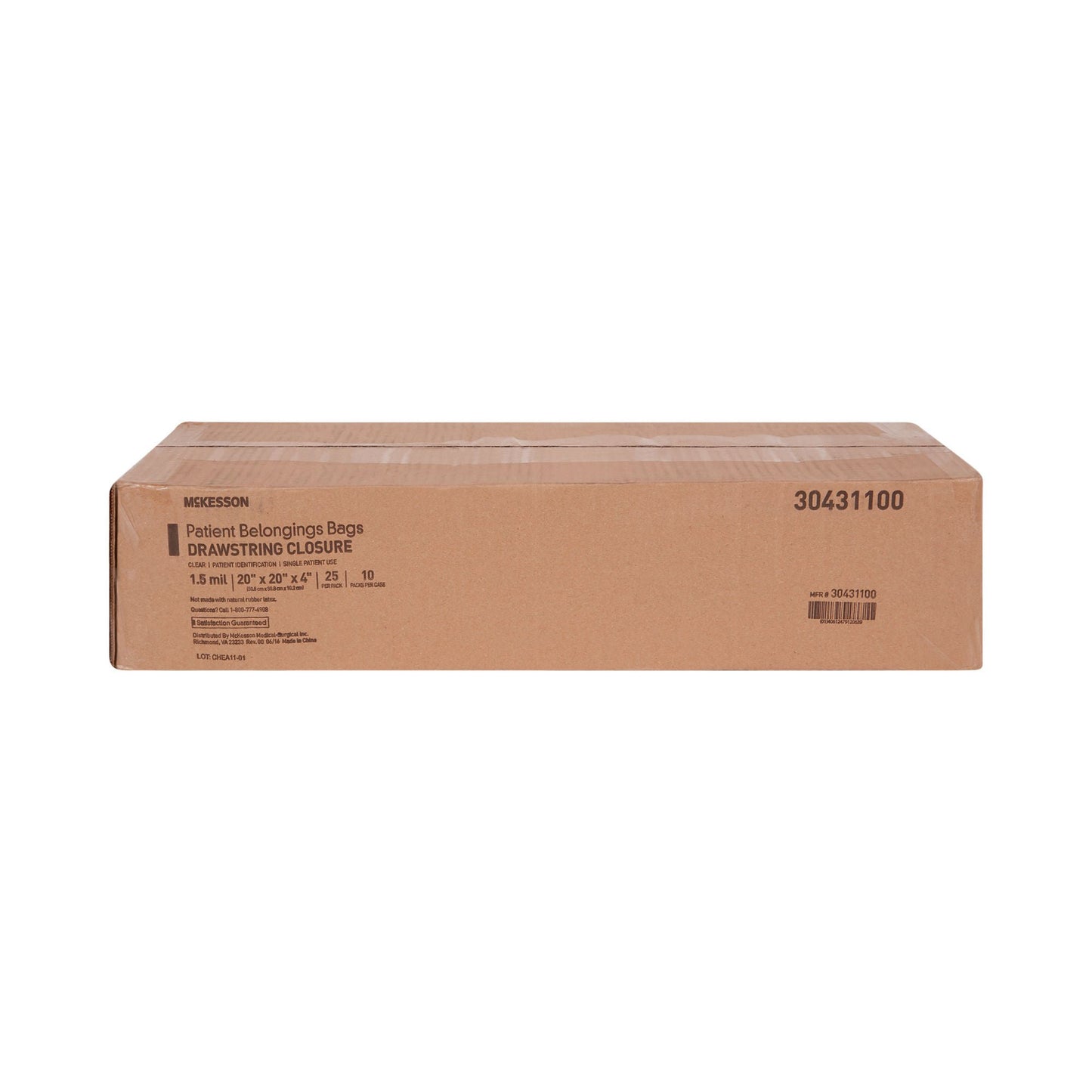 BAG, PAT DRWSTRNG 20X20X4 CLR (25PK 10PK/CS)