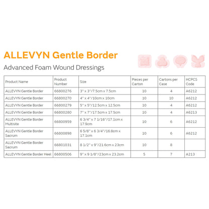 DRESSING, GENTLE BRDR ALLEVYN 6 3/4X7 1/16 (10/BX