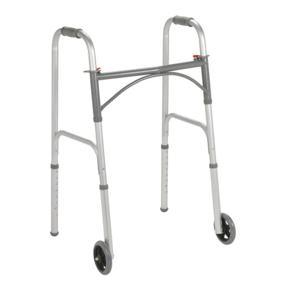 WALKER, DUAL FOLDING STEEL ADLT 350LB W/5" WHEELS
