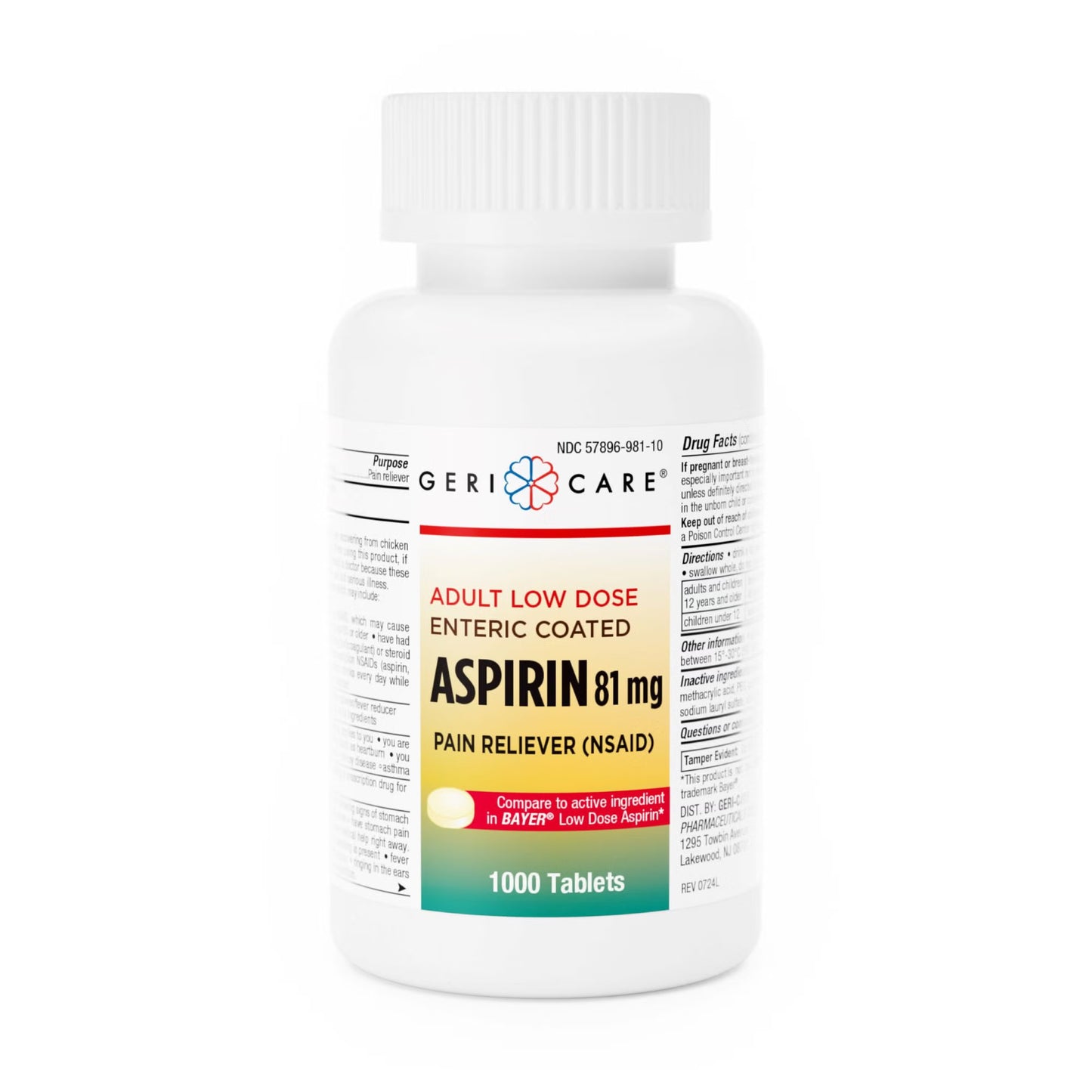 ASPIRIN EC, TAB 81MG (1000/BT 12BT/CS)