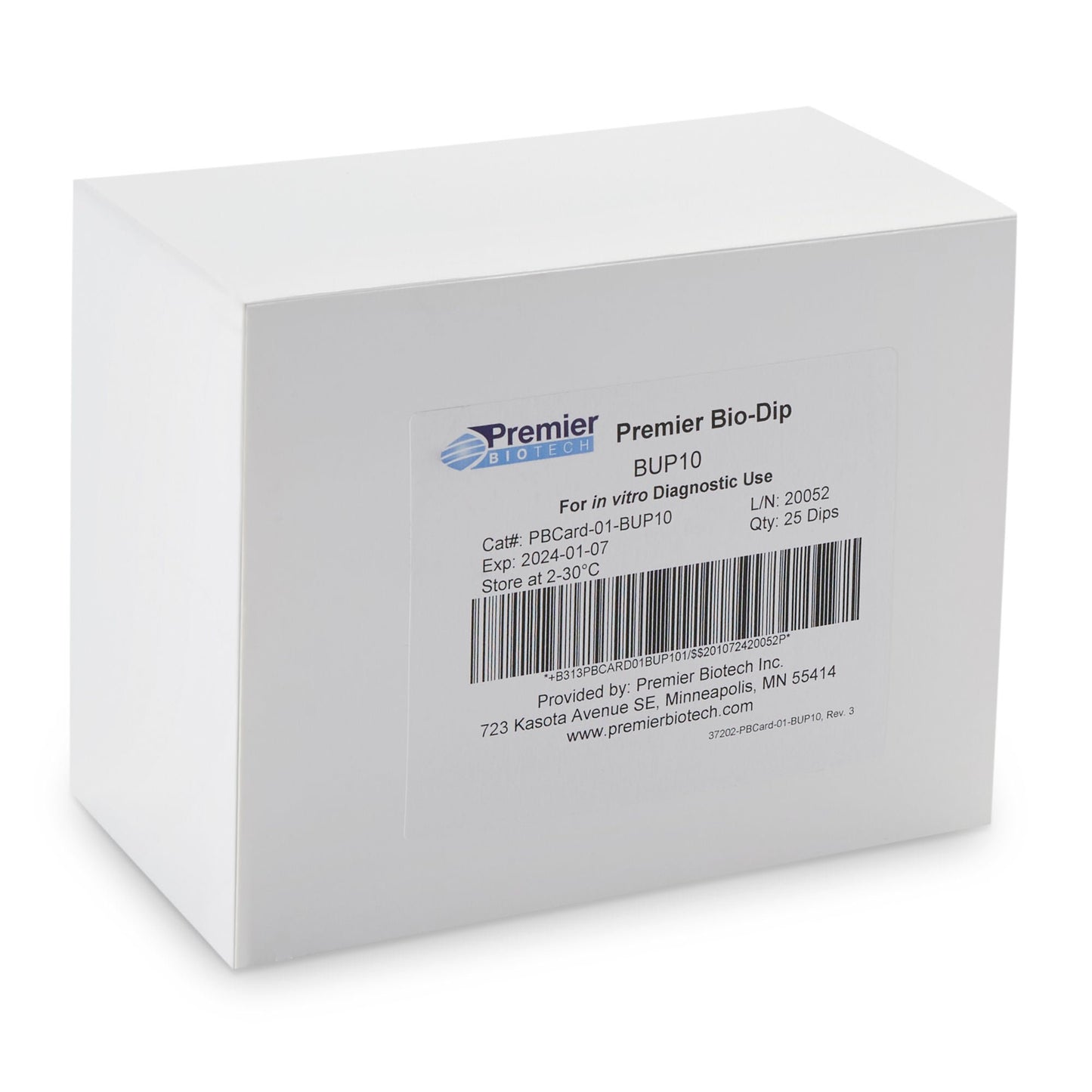 BUPRENORPHINE, PREMIER BIO-DIP10NG/ML (25UNITS/CS)