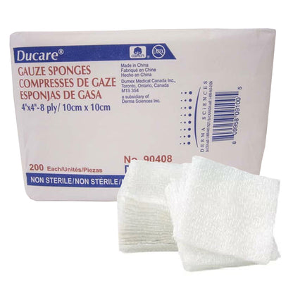 SPONGE, GAUZE 8PLY 4"X4" N/S (200/PK 20PK/CS)