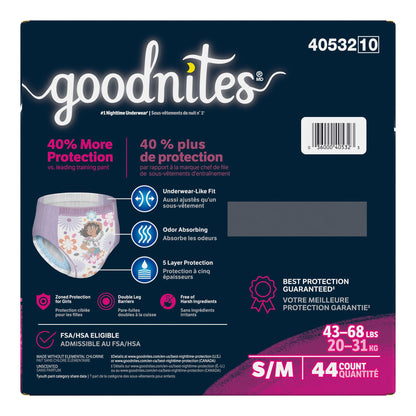 GoodNites® Absorbent Underwear for Girls, Small / Medium