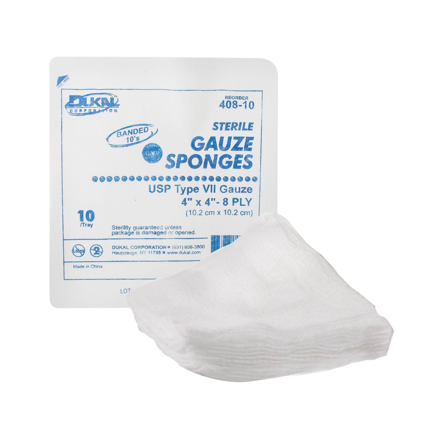 SPONGE, GAUZE 8PLY 4X4 STR (10/PK 128PK/CS)