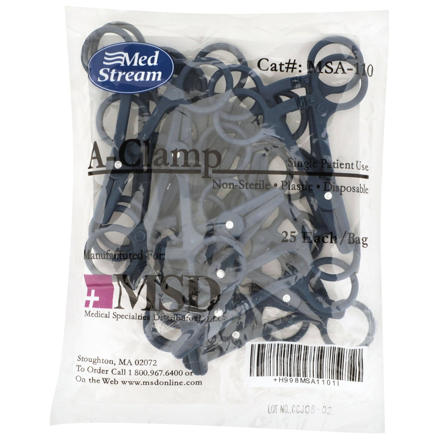 CLAMP, TUBE OCCLUDING PLASTIC (25/BG 4BG/CS)