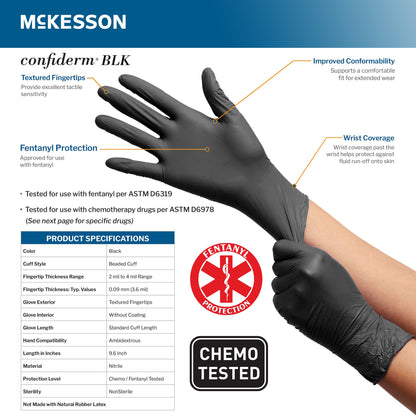 GLOVE, EXAM NTRL SM N/S CHEMO BLK (200/BX 10BX/CS)