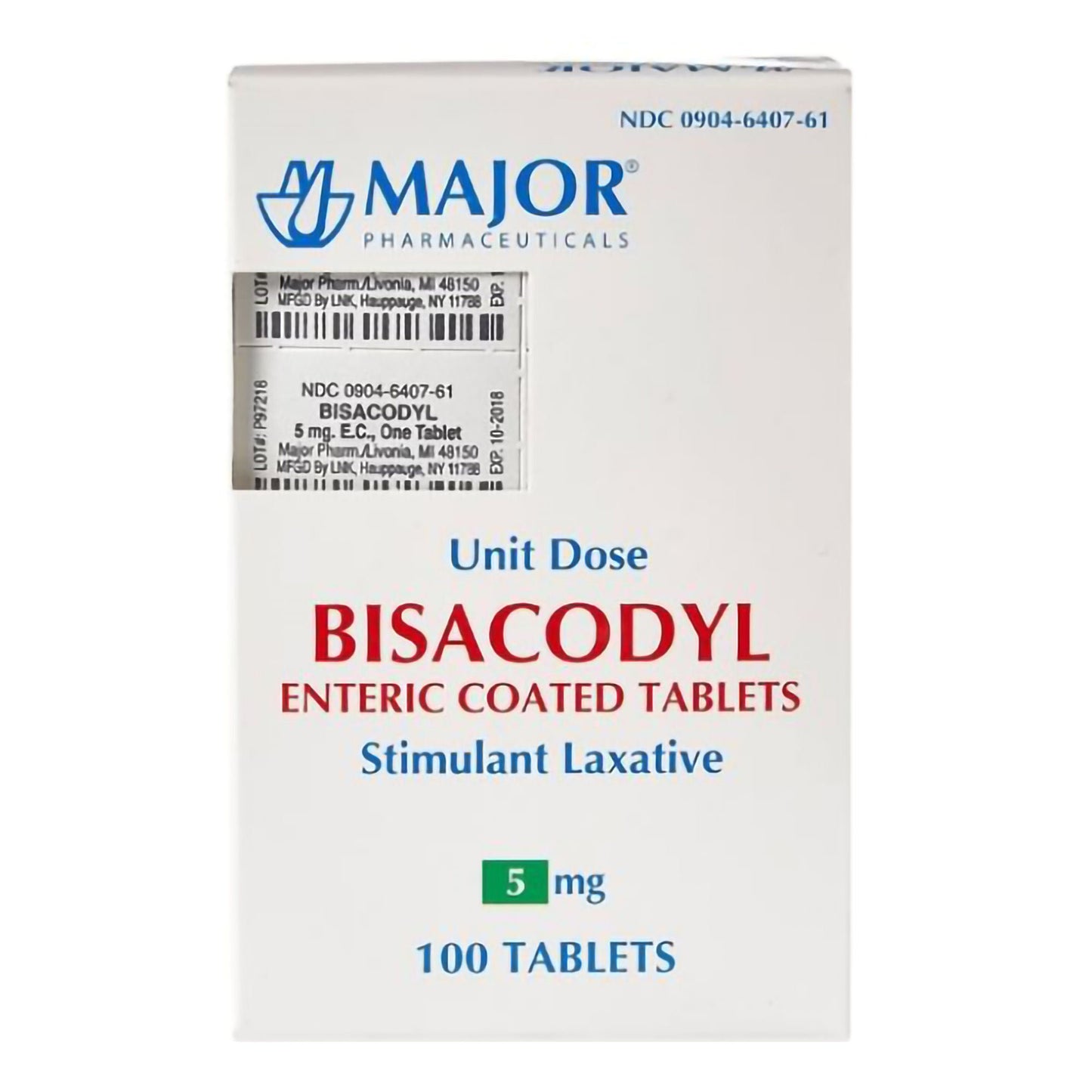 BISACODYL EC, TAB 5MG UD (100/BX) MJPHRM