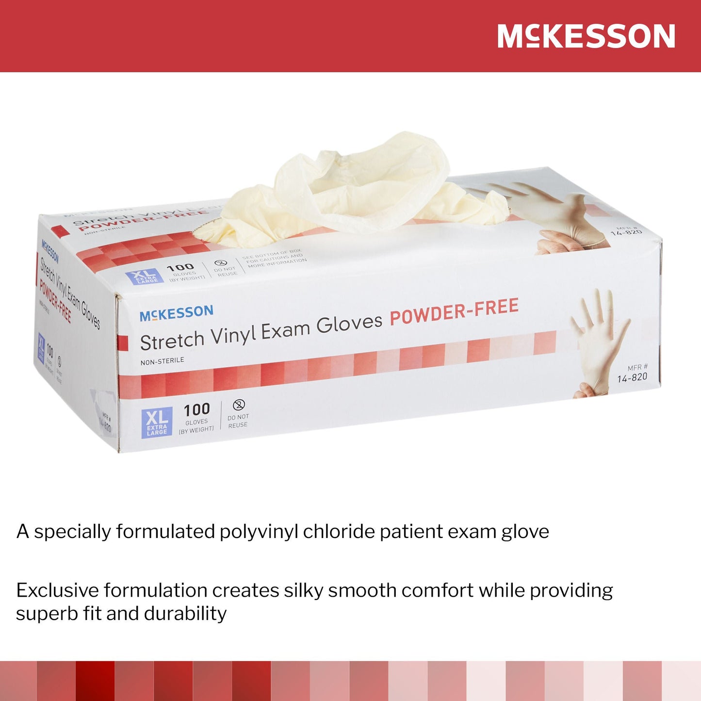 GLOVE, EXAM VNYLSTRCH XL N/S (100/BX 10BX/CS)