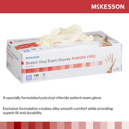 GLOVE, EXAM VNYLSTRCH XL N/S (100/BX 10BX/CS)