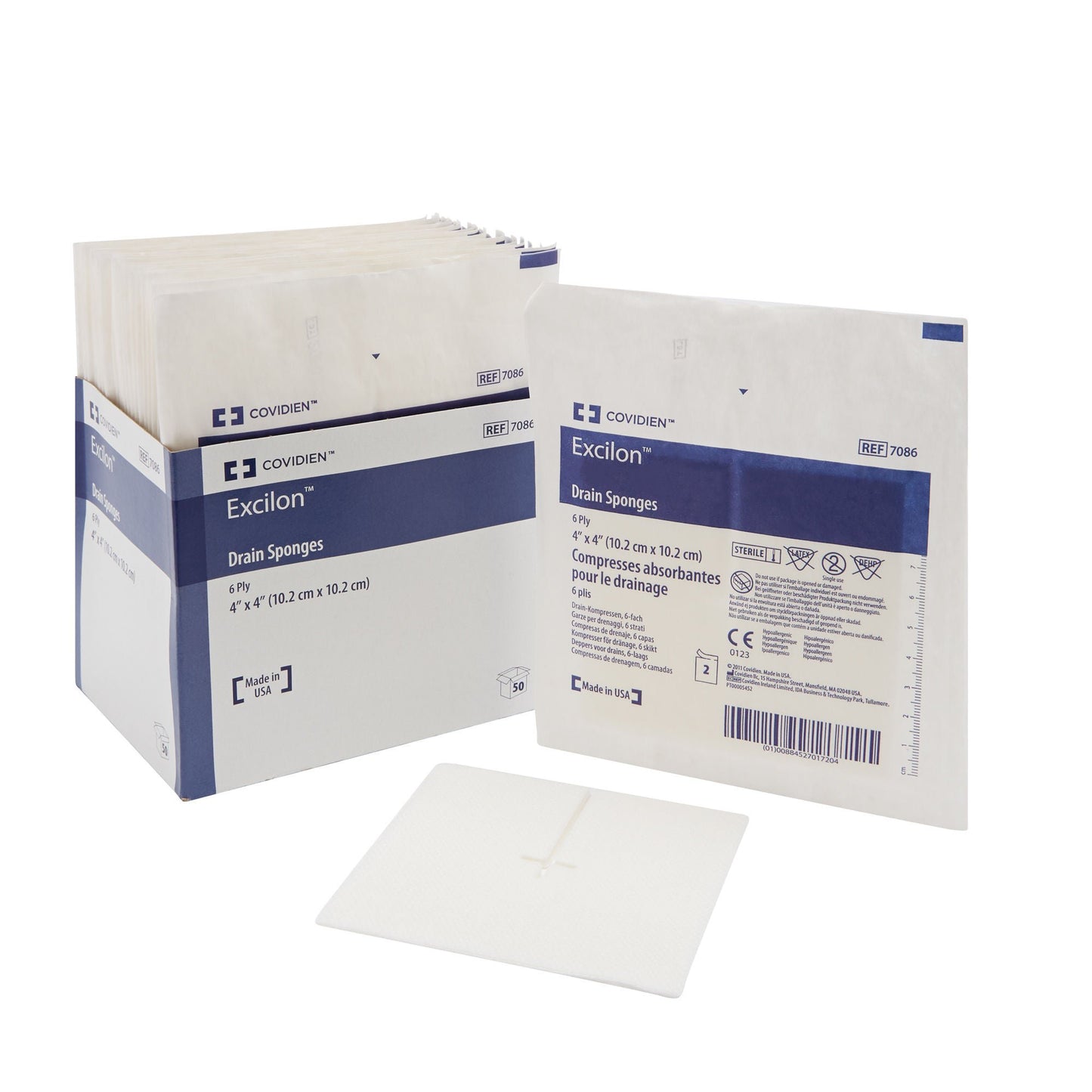 SPONGE, EXCILON SPLIT DRN STR 4"X4" (2/PK 25PK/TR 12TR/CS)