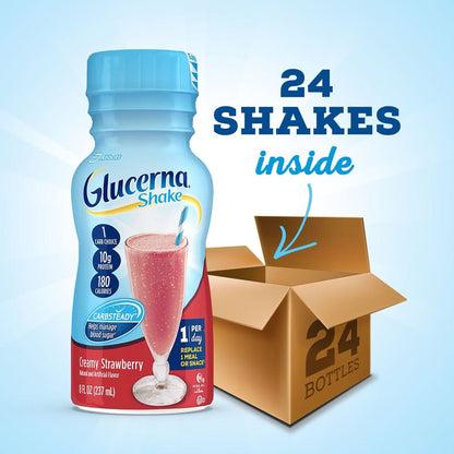 GLUCERNA SHAKE, RTD CRMY STRWBRY 8OZ BTL (6/PK 4PK