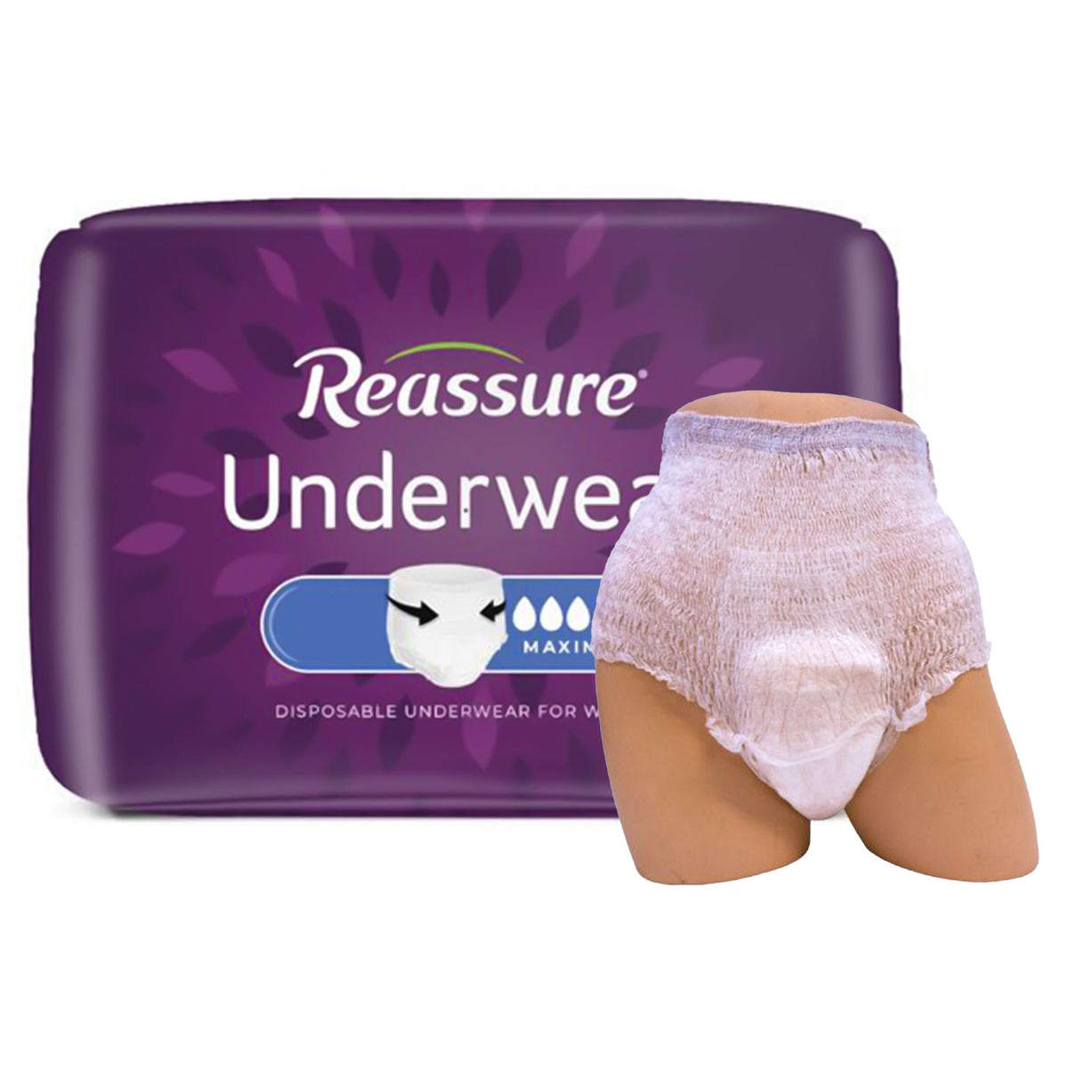 Reassure® Maximum Absorbent Underwear, Women, Medium – Heavy Absorbency, Large