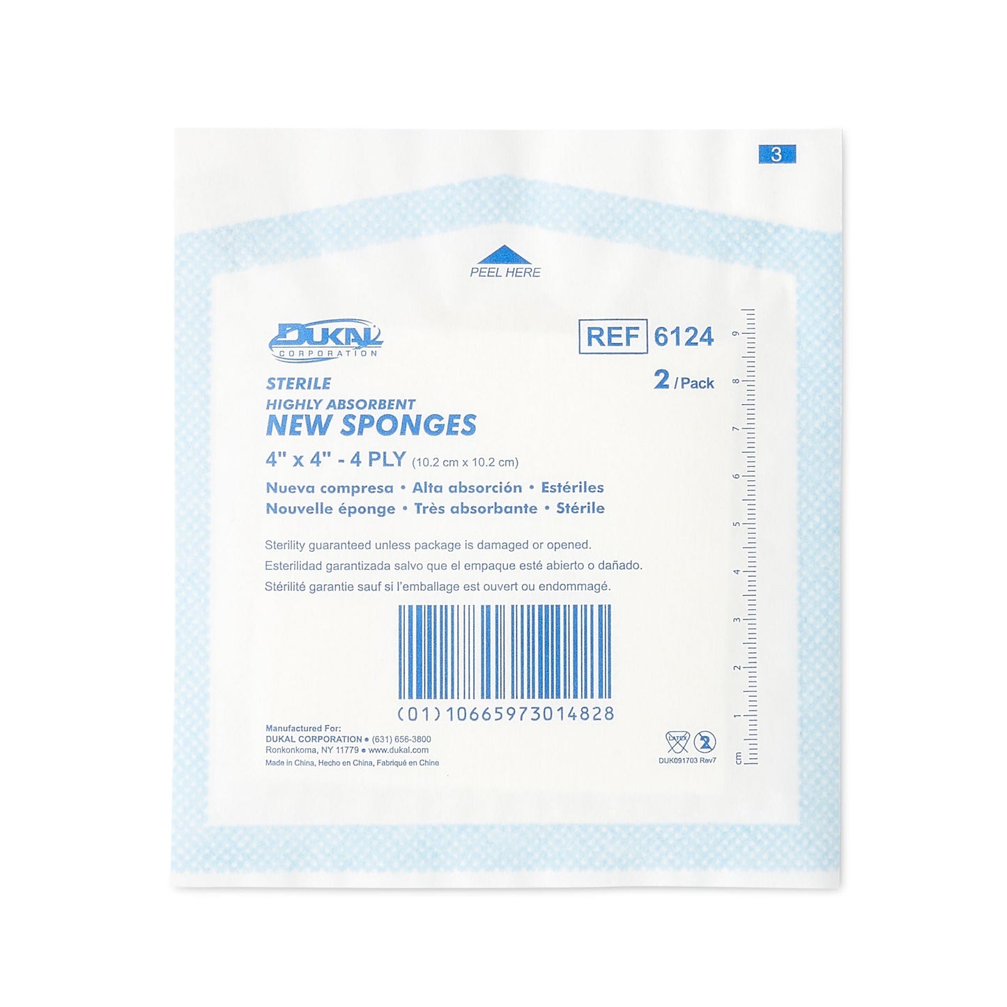 Dukal™ Sterile Nonwoven Sponge, 4 x 4 Inch, 4-Ply