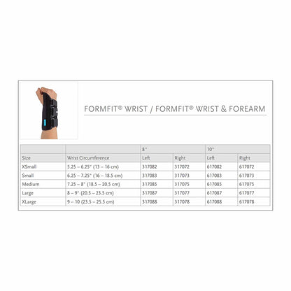 WRIST SPLINT, FORMFIT LT SM 8"