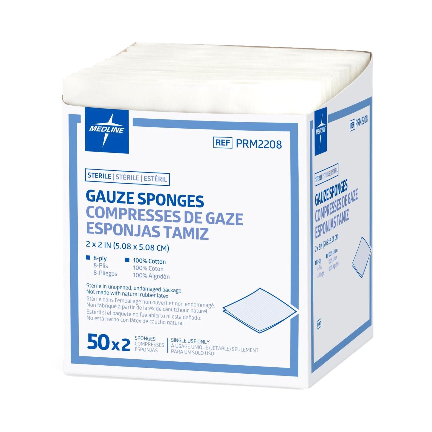 GAUZE, SPNG CARING STR 2"X2" 8PLY (2/PK 50PK/BX 30