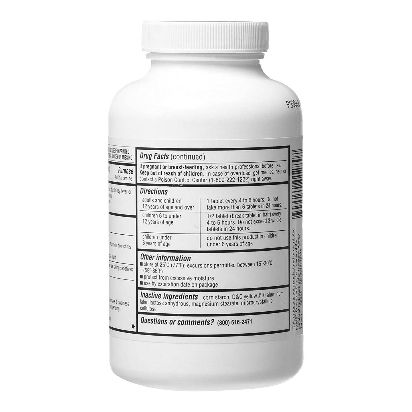 CHLORPHENIRAMINE MALEATE, TAB 4MG (1000/BT) MJPHRM