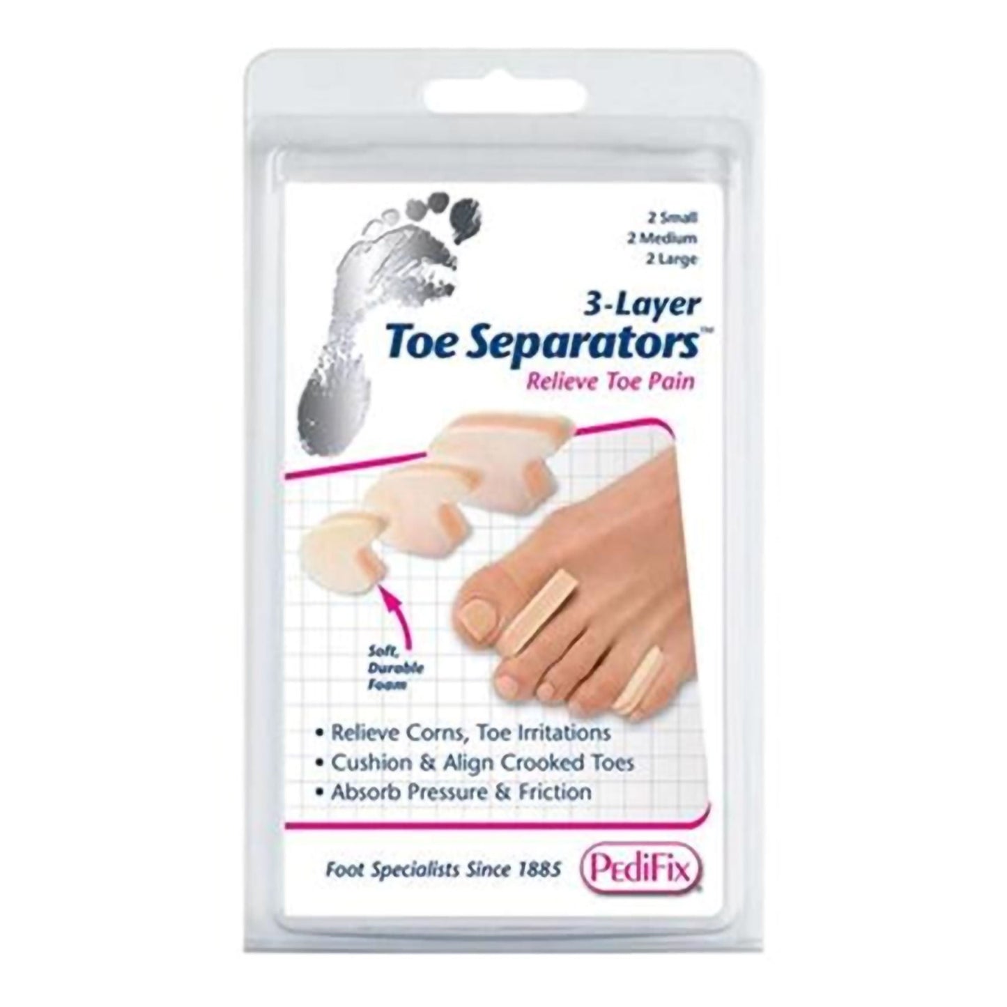 TOE SEPARATOR, 3 LYR MIX (6/PK)