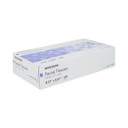 TISSUE, FACIAL FLAT BOX 2PLY WHT 8.37"X8.07" (100/BX 30BX/CS