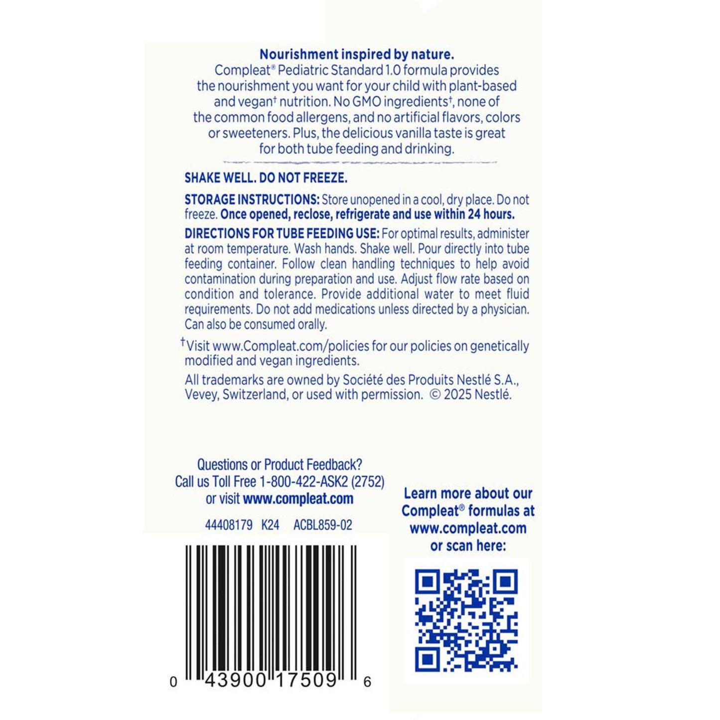 COMPLEAT, PED STD 1.0 CALORIE VANILLA CARTON 250ML (24/CS)