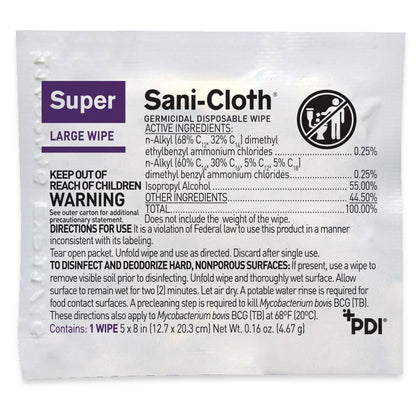WIPE, SANI-CLOTH GERMICIDAL INDIVIDUAL WRAP 5X8 (50/BX)