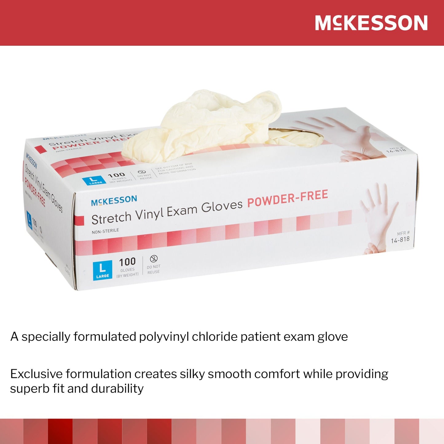 GLOVE, EXAM VNYLSTRCH LG N/S (100/BX 10BX/CS)