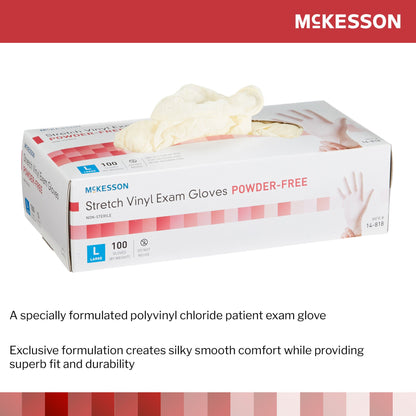GLOVE, EXAM VNYLSTRCH LG N/S (100/BX 10BX/CS)