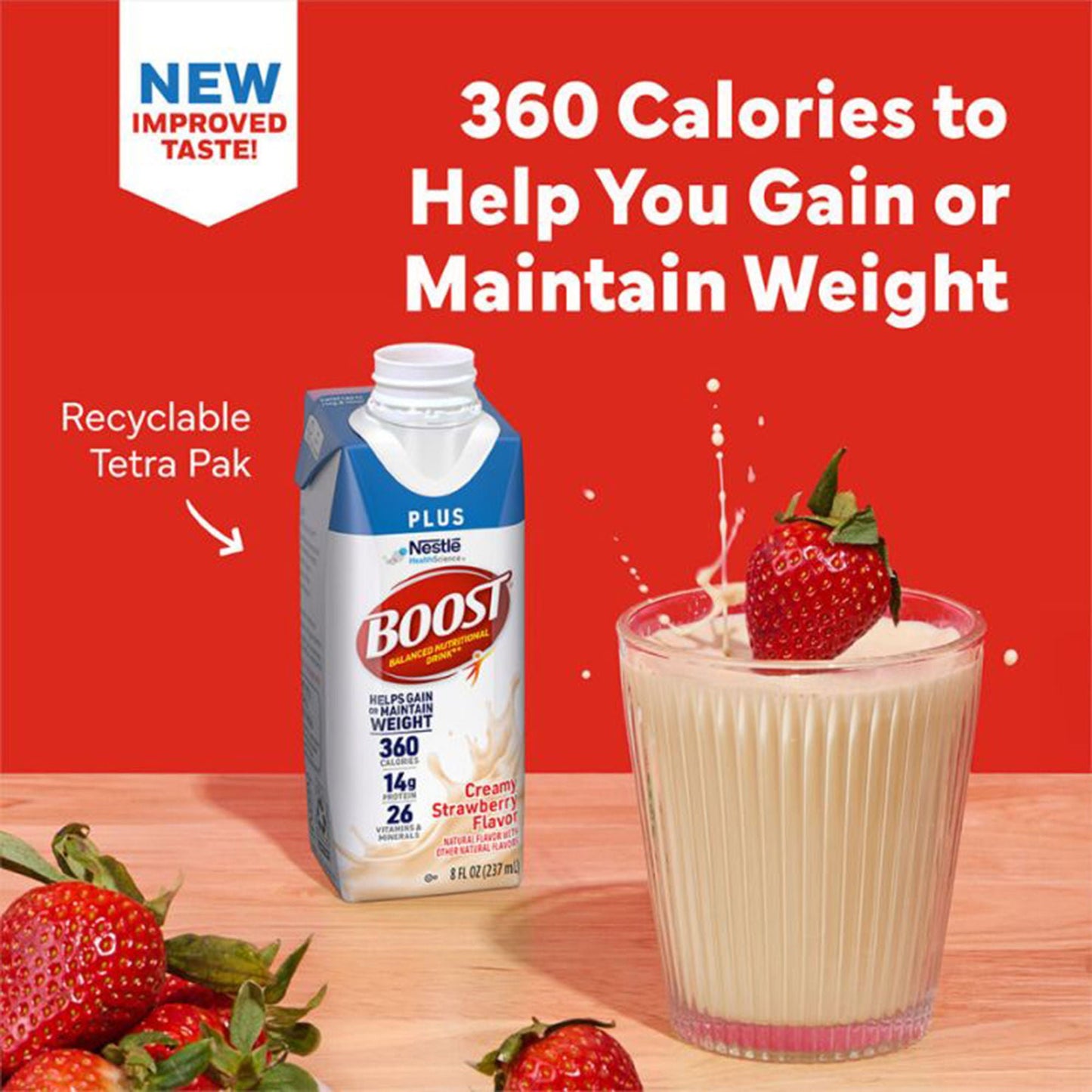 BOOST PLUS, CREAMY STRWBRY 8OZ(6/PK 4PK/CS)