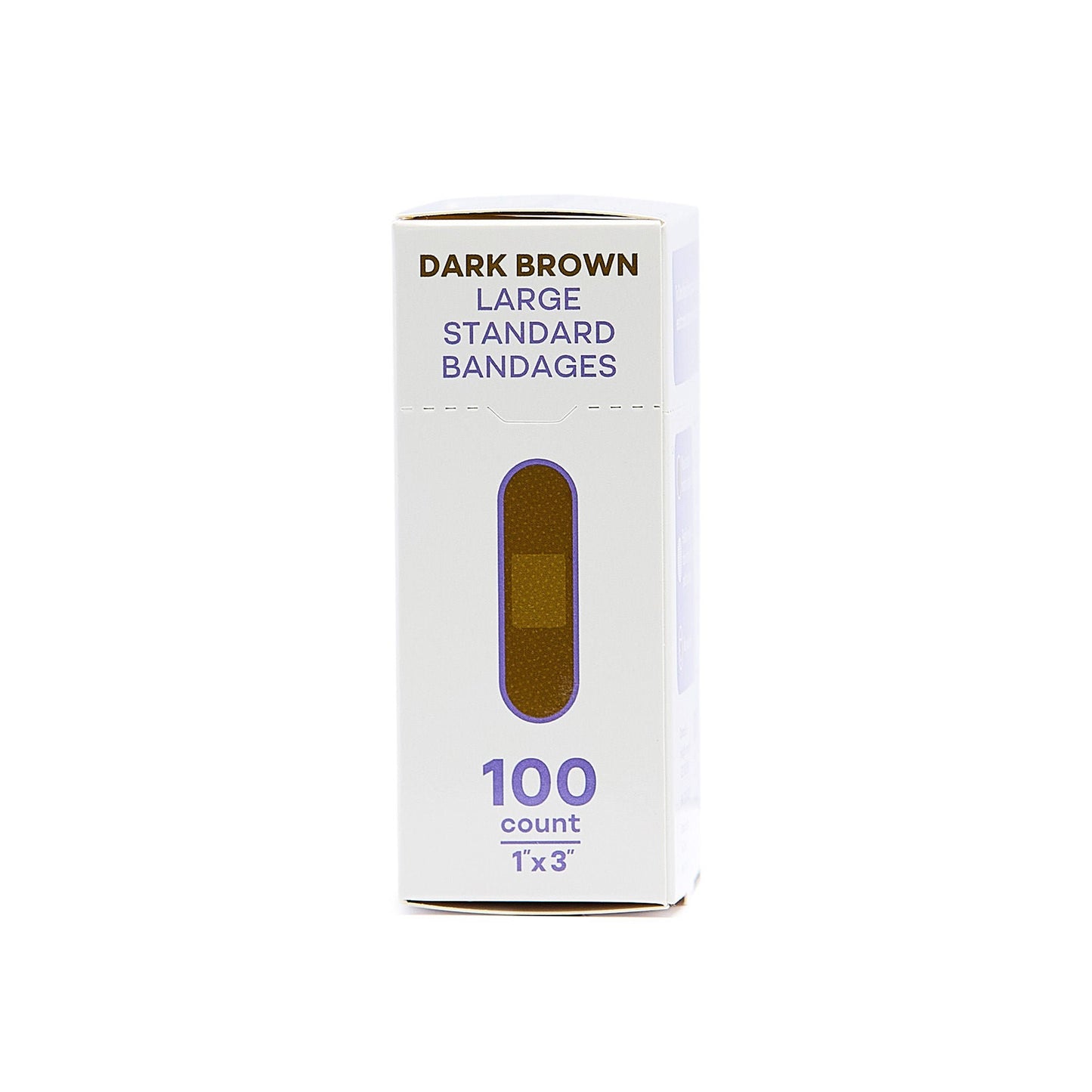 BANDAGE, STD ADH LF DRK BRN SKN TONE PUR BX 1X3" (100/BX 12B