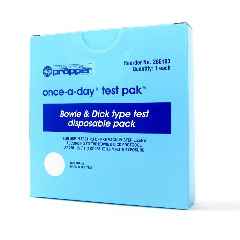 TEST PACK, BOWIE DICK ONCE A DAY B&D BLU 5"X5"