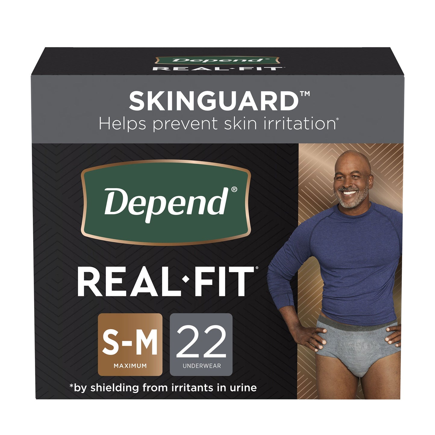 BRIEF, INCONT DEPENDS REAL FITABSRB MENS SM/MED (22/PK 2PK/