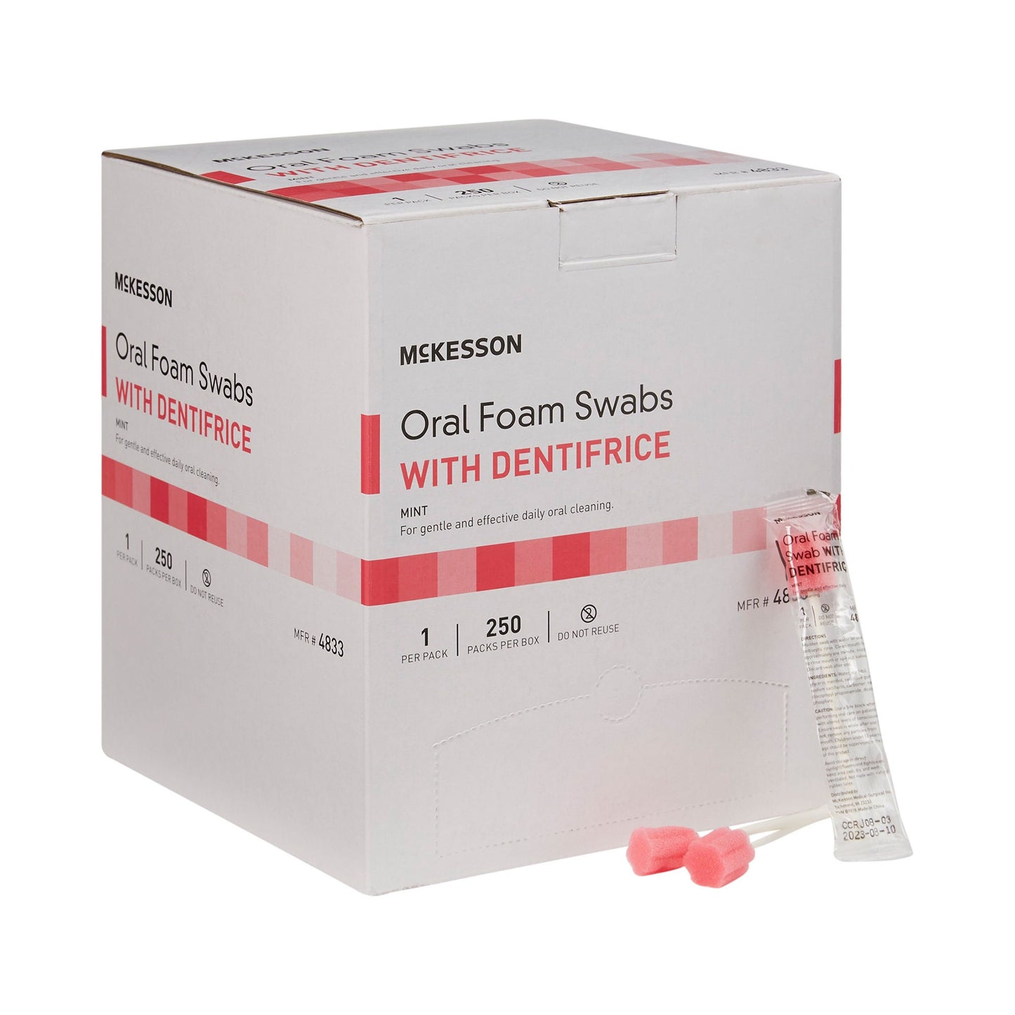 ORAL FOAM SWABSTICK, W/DENTIFRICE MINT (250/BX 4BX/CS)
