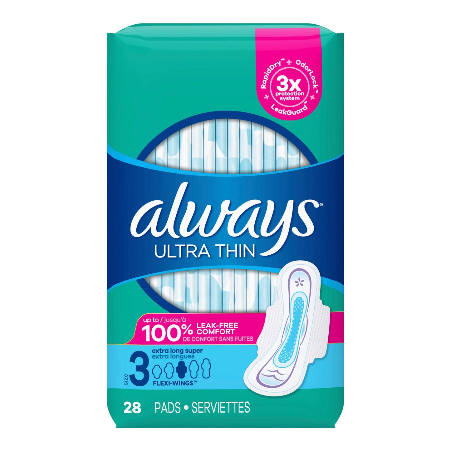 PAD, ALWAYS ULTRA THIN FLEX-WINGS SZ3 (28/PK)