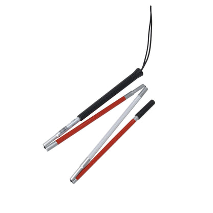 CANE, BLIND FLDNG RED/WHT ALUMD/S